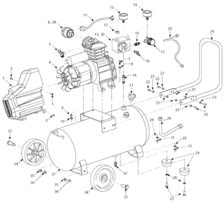 Air-Compressor Parts Diagram and Parts List for HX5100  Campbell Hausfeld Compressor